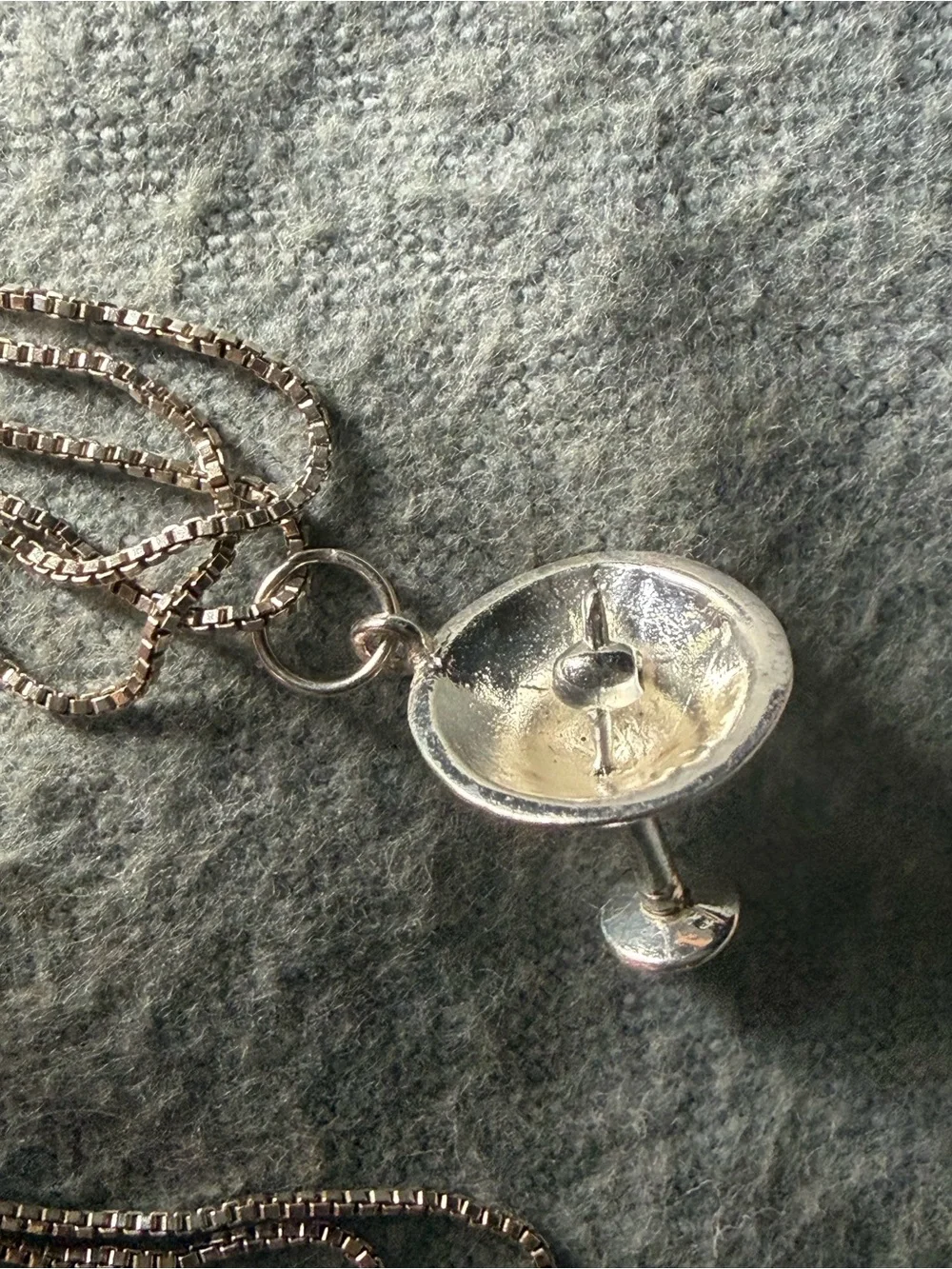 Sterling Silver 925 Dirty Martini 🍸 with an olive 🫒 Pendant 18” Necklace